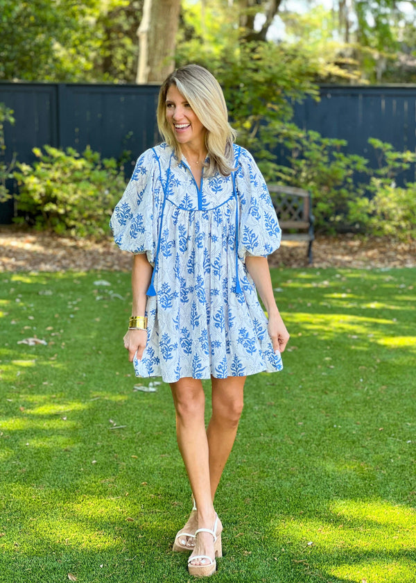 Saracabe blue & white garden dress