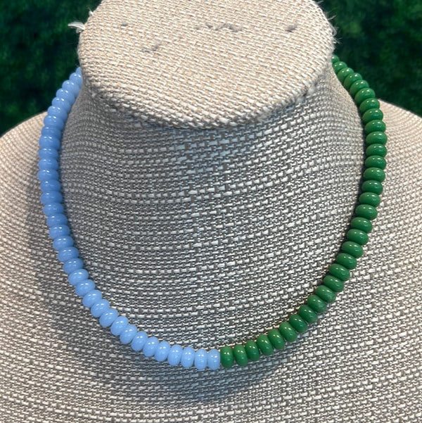 Periwinkle and green rondelle necklace