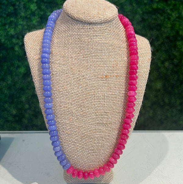 Raspberry and lavender rondelle necklace