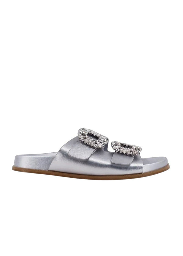 Silver rhinestone buckle sandals