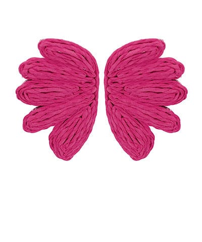 Hot pink raffia wing earring