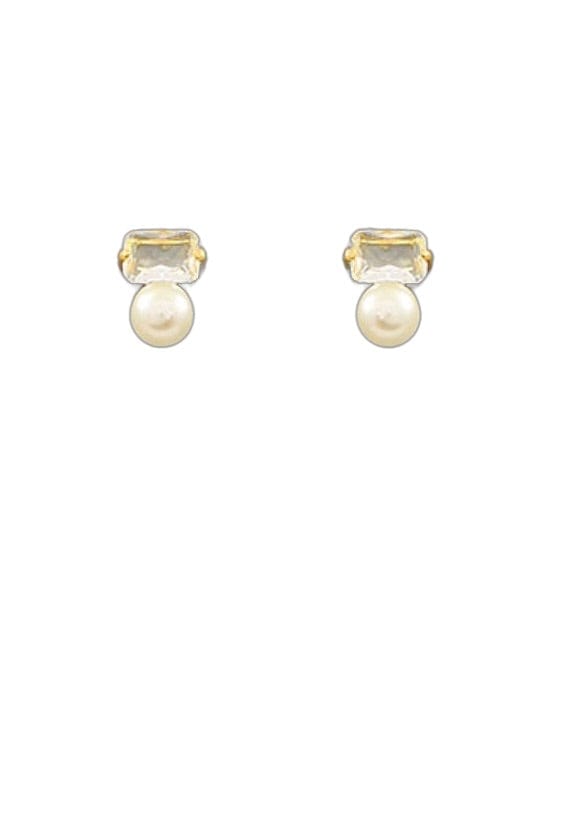 Pearl rhinestone stud earring
