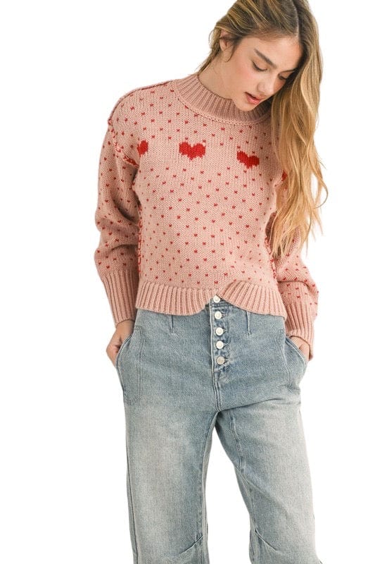 Pink and red heart sweater