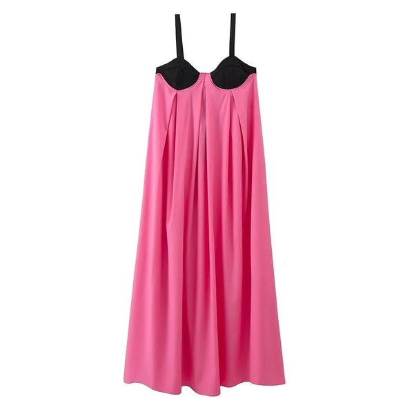 Pink and black bustier dress with tie back