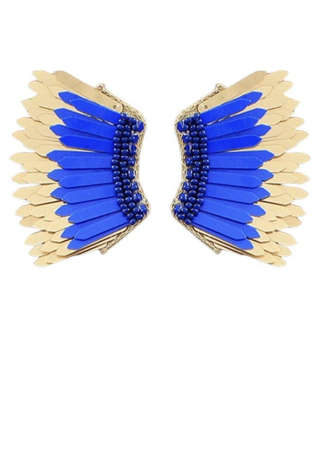 Cobalt and gold wing beaded earring