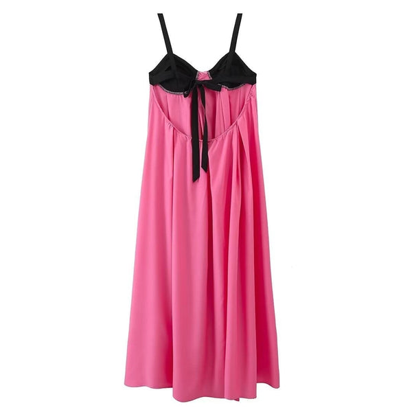 Pink and black bustier dress with tie back