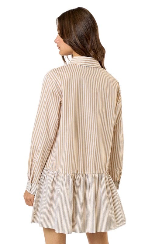 Taupe stripe printed dress