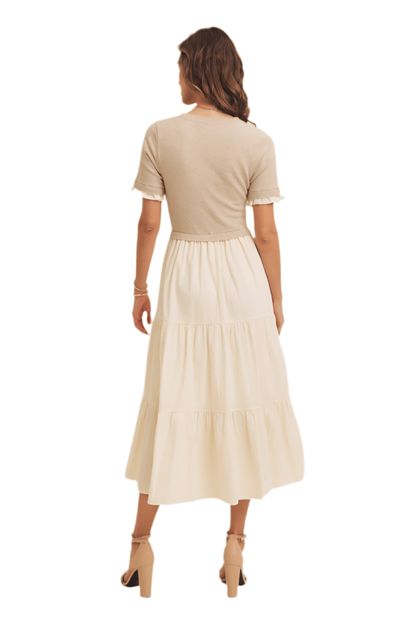 Cream tiered midi dress