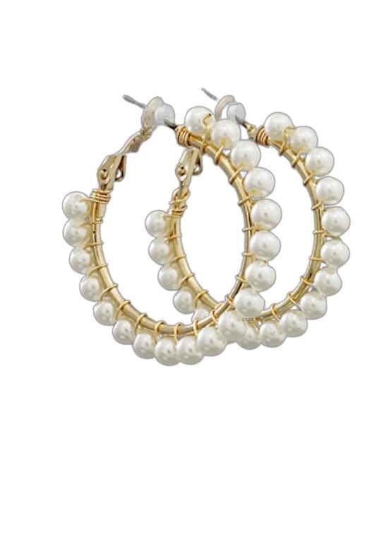 Pearl & gold small hoop