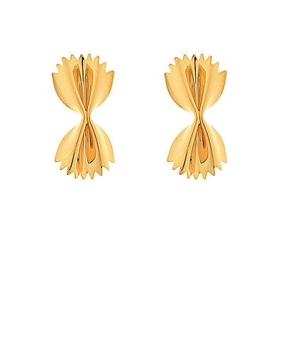 Gold double bow earring