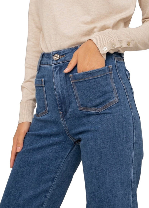 Medium wash gaspard wide leg jeans