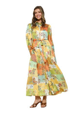 Yellow multi patchwork long dress