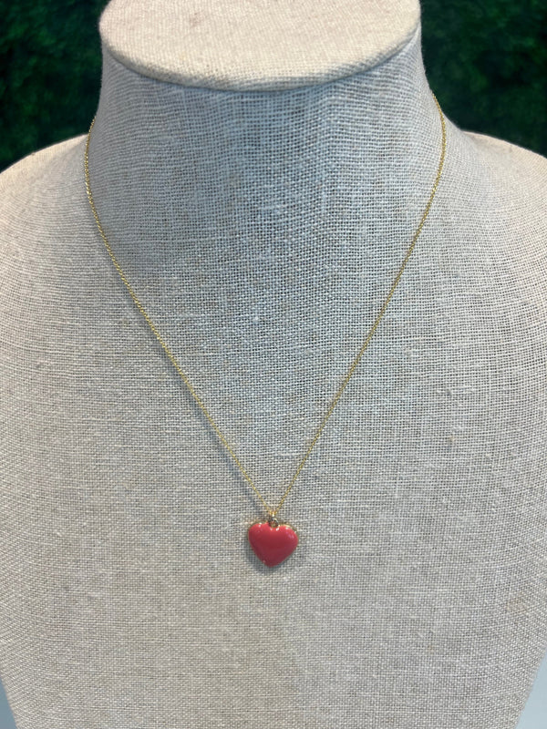 Pink double sided heart necklace