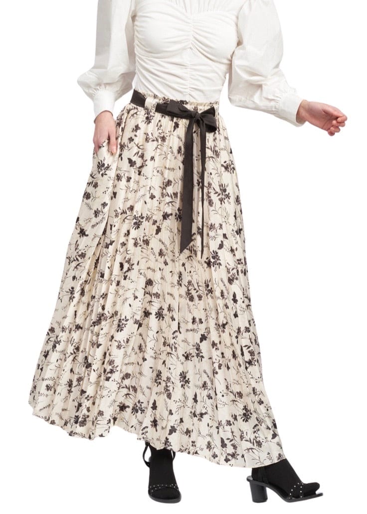 Cream and black floral Arabella maxi skirt