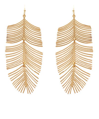 Gold wire feather earring