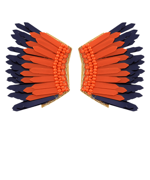 Orange and navy mini Angel earrings