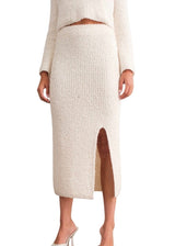 Cream soft knit top and skirt set