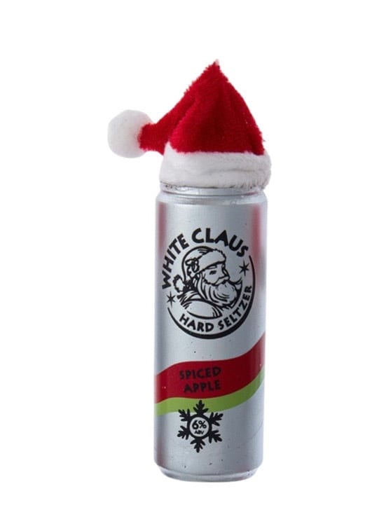 White Claus seltzer ornament -spiced apple