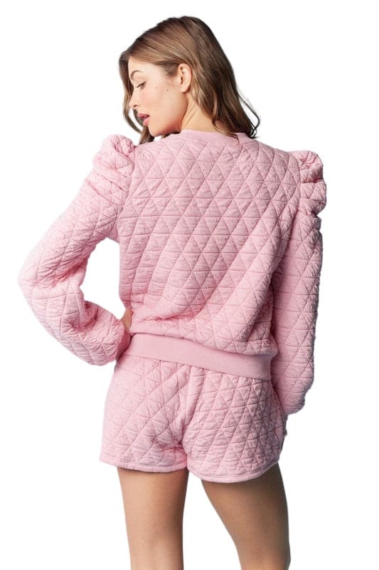 Pink quilted skort set