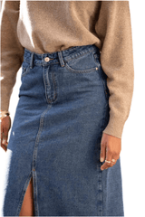 Denim skirt with front slit