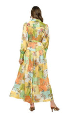 Yellow multi patchwork long dress