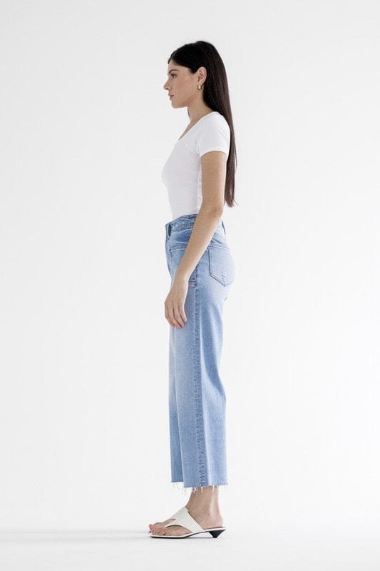 Light blue high rise wide leg Jean