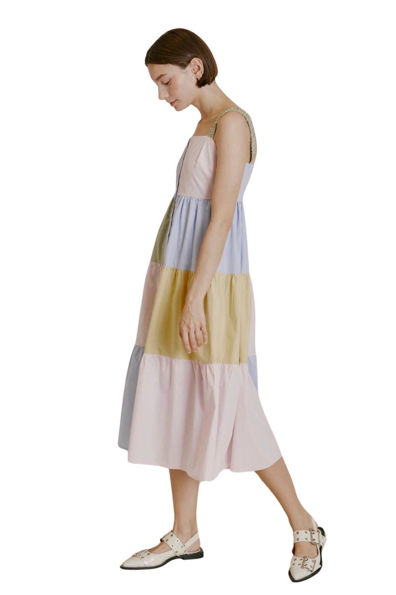 Poplin colorblock patchwork dress