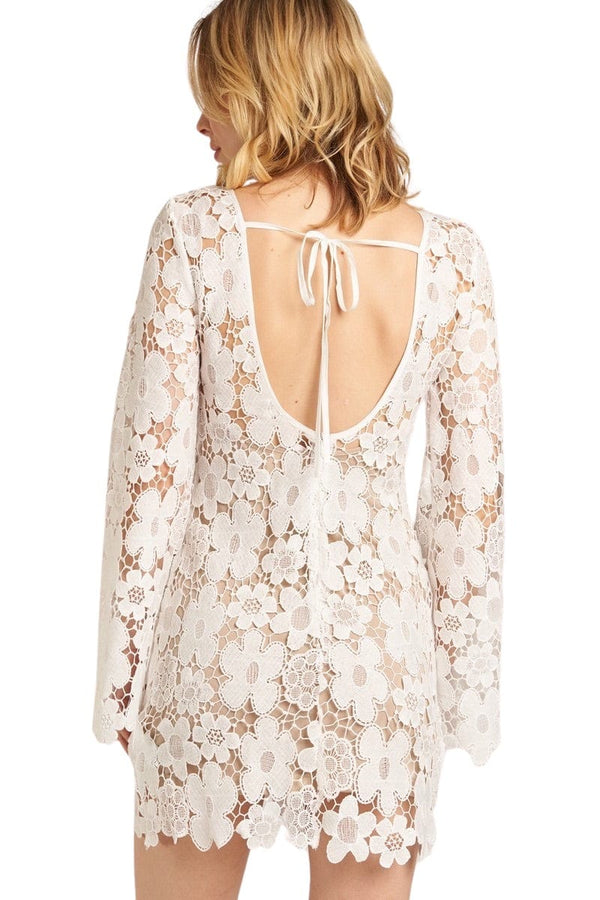 White floral lace long sleeve dress