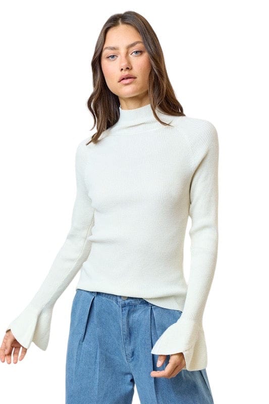 Cream tulip sleeve sweater