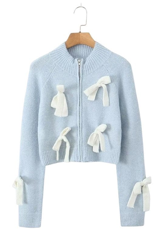 Light blue zip front cardigan