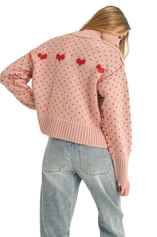 Pink and red heart sweater