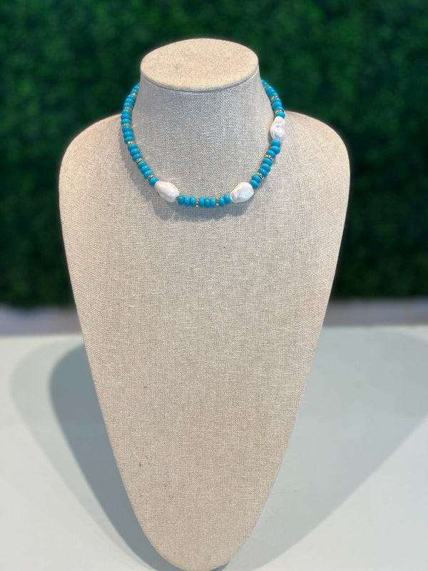 Turquoise and pearl necklace