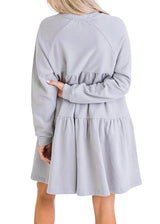 Solid grey tiered sweatshirt dress