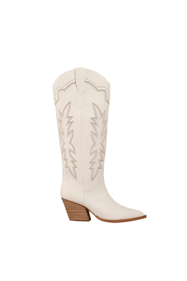 White embroidered cowboy boots