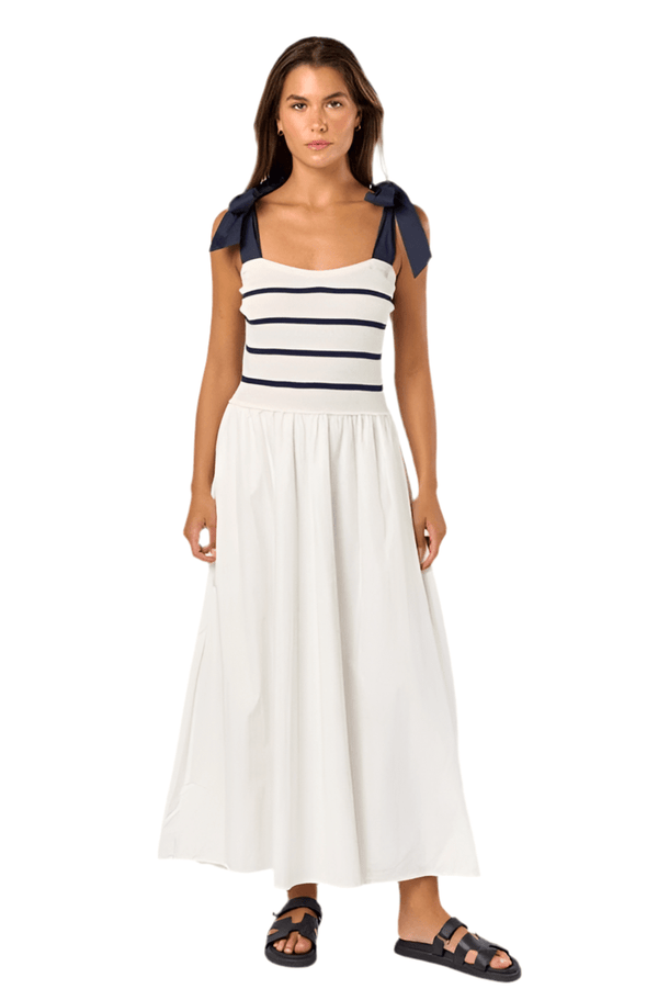 Cream and navy stripe maxi