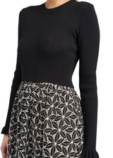 Black and white knit combo midi dress
