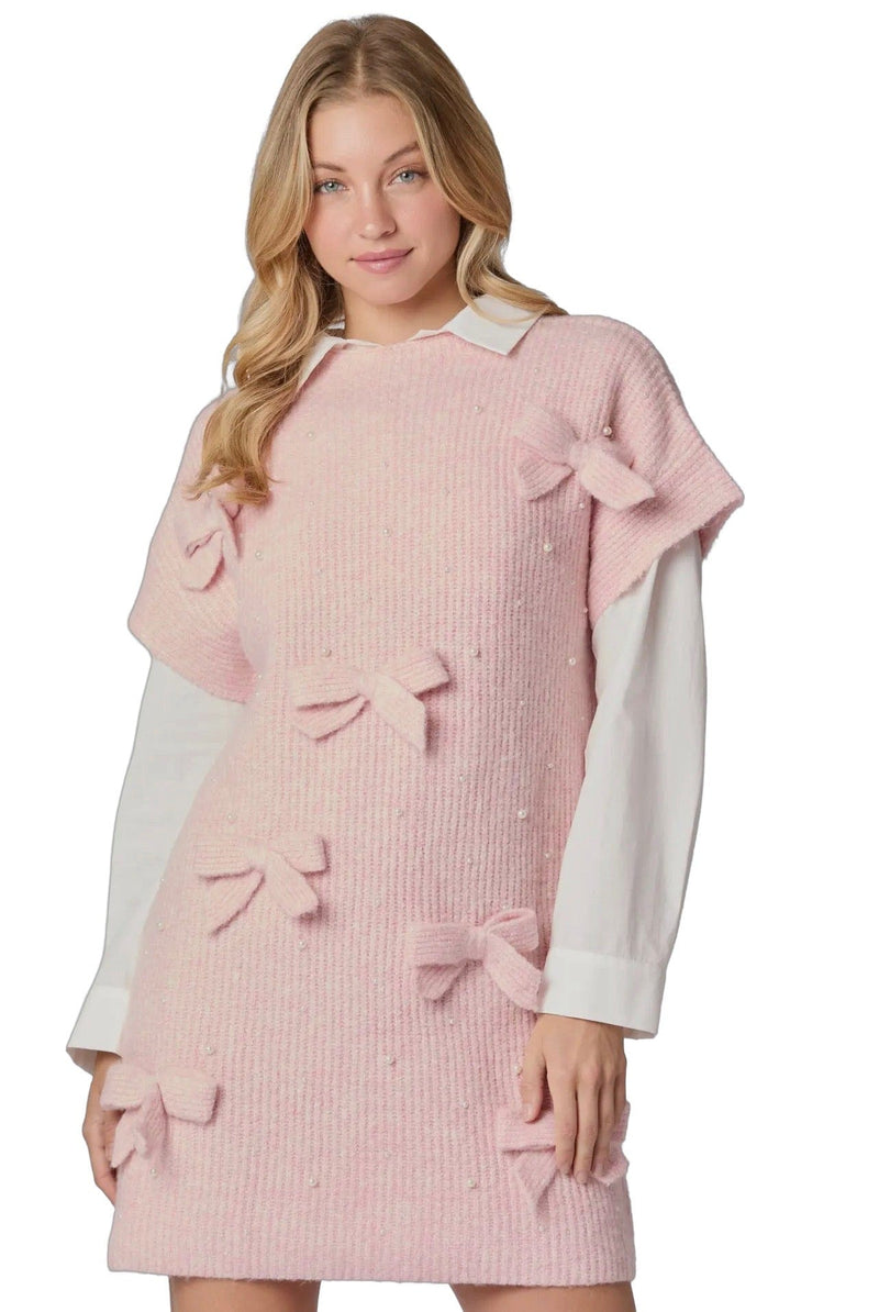 Light pink pearl sweater dress