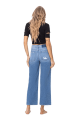 High rise relaxed fit wide leg jean