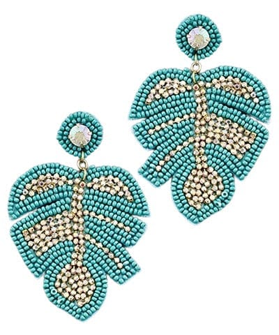 Turquoise beaded rhinestone palm earring