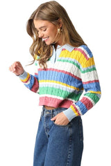 Striped multicolor knit collar shirt