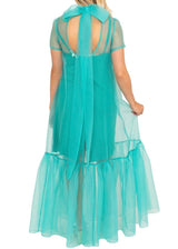 Turquoise organza bow back maxi