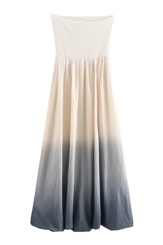 Blue and ivory ombré balloon hem dress