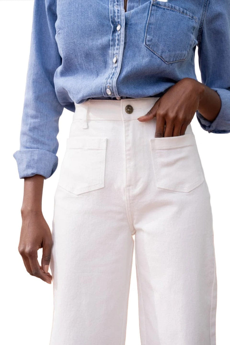 White Gaspard Wide Leg Denim