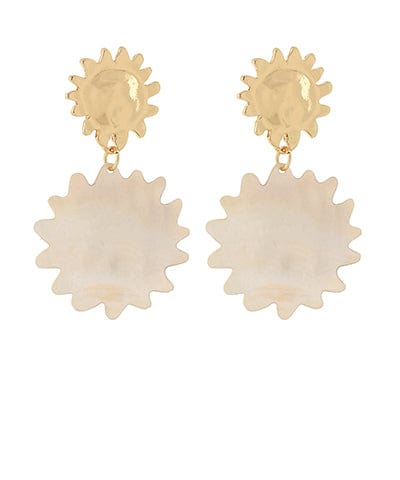 Cream and gold sun shape shell drop earring