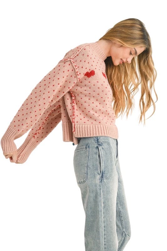 Pink and red heart sweater