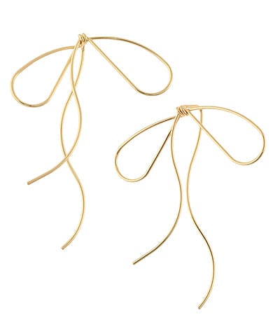 Gold wire bow earring