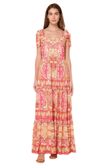 Pink and orange printed woven dress