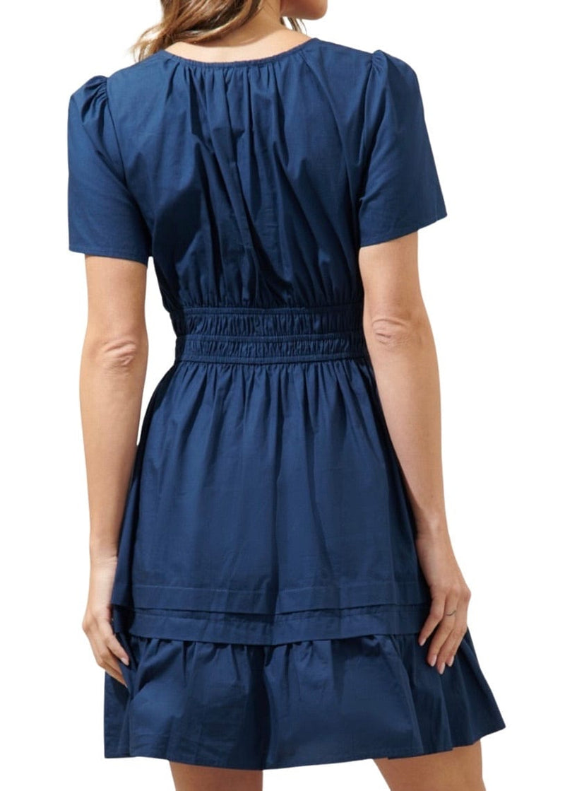 Navy blue Miller split neck mini dress