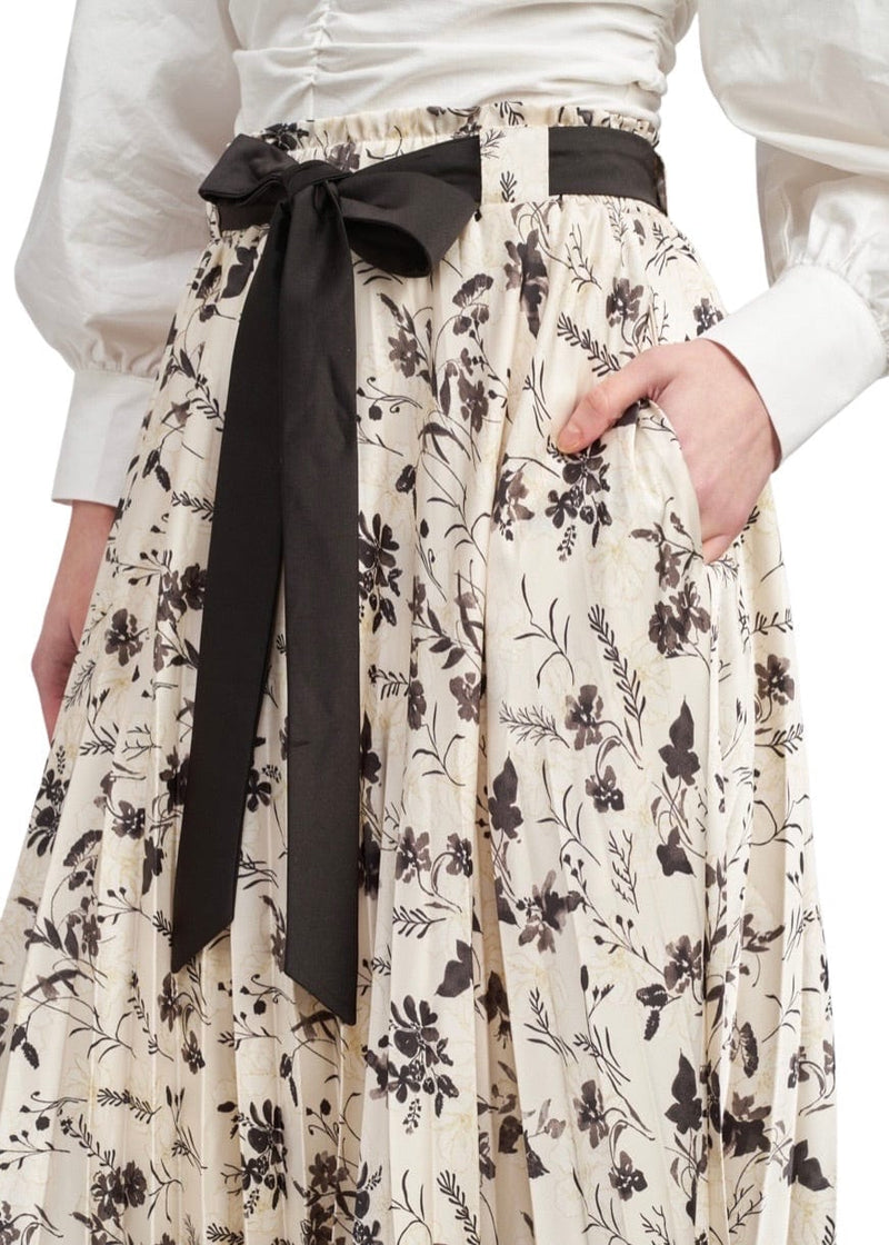 Cream and black floral Arabella maxi skirt