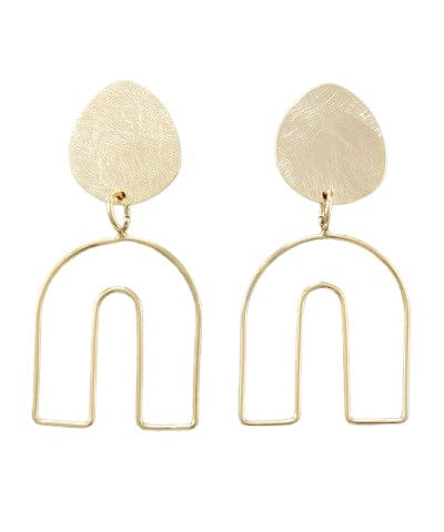 Gold U shaped teardrop earring